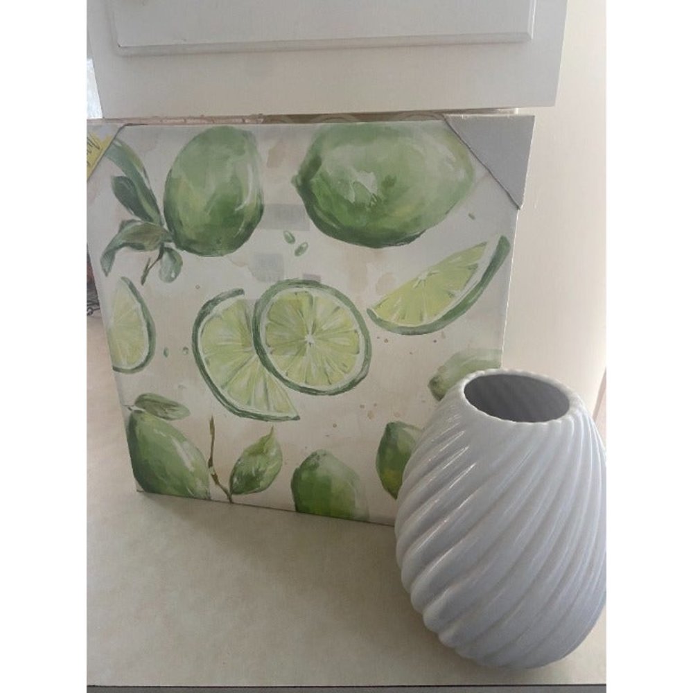 Lime Canvas Wall Art - Green/White/Beige